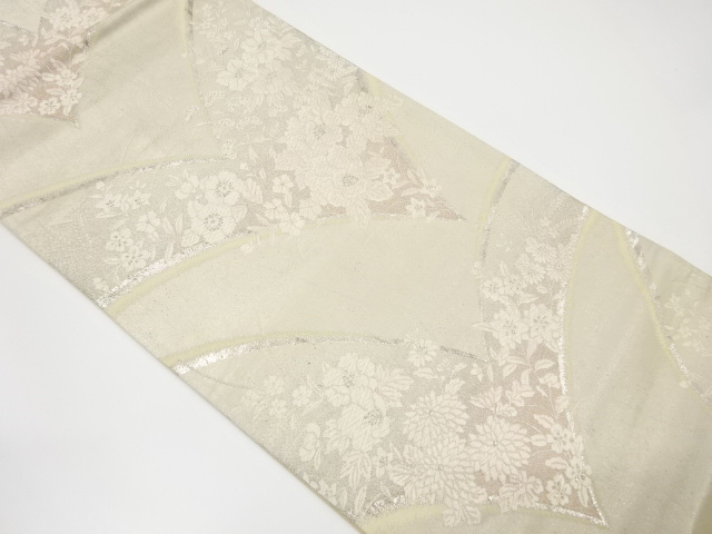 アンティーク　草花模様織出し袋帯（材料）